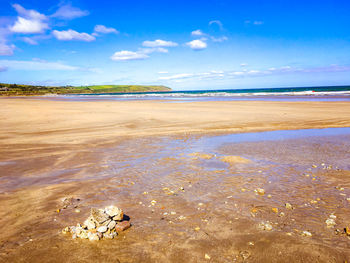 Scenic view of beach against sky