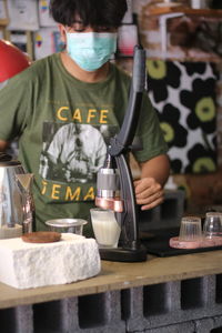 Man working on table