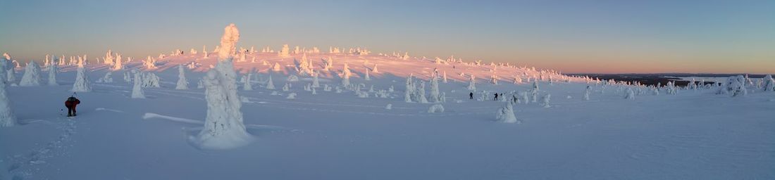 Panoramic view of frozen landscape during winter