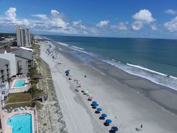 High angle view of beach against sky