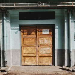 Closed door of old building