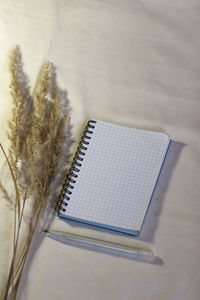 High angle view of pen on table