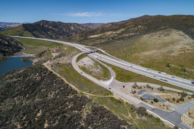 Pyramid lake in california. it is a reservoir formed by pyramid dam on piru creek 