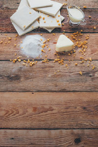 High angle view of ice cream on table