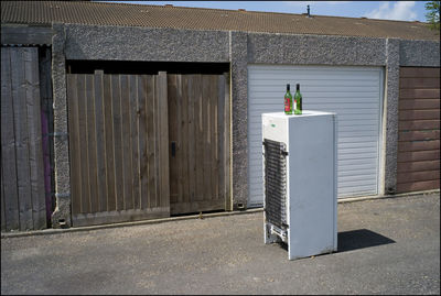 Closed door of building