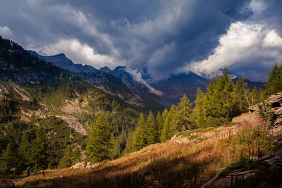 Scenic view of mountains against sky