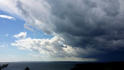 Scenic view of sea against cloudy sky