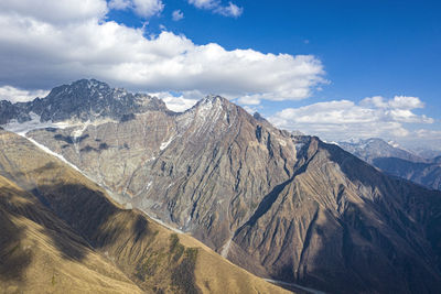 Panoramic view of volcanic landscape against sky