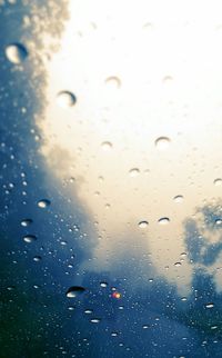 Close-up of water drops on glass