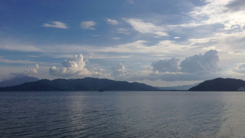 Scenic view of sea against cloudy sky