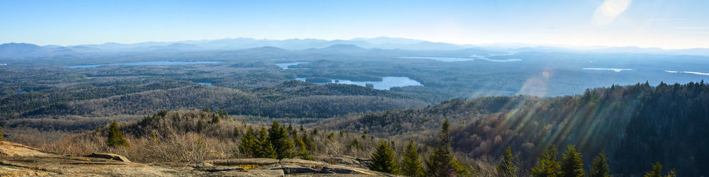 Panoramic view of landscape and mountains against sky