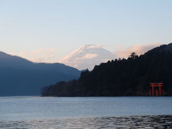 Scenic view of mountains at sunset