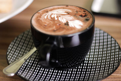 Close-up of cappuccino