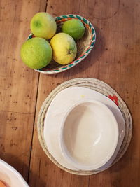 High angle view of fruits on table