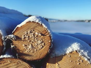 Close-up of snow on beach