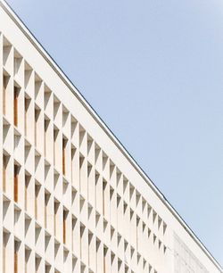 Low angle view of modern building against clear sky