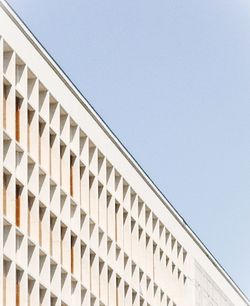 Low angle view of modern building against clear sky