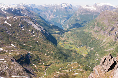 High angle view of mountain range