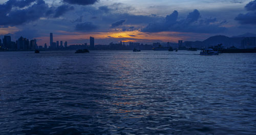 Scenic view of sea during sunset