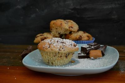 Close-up of cup cakes in plate