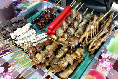 High angle view of food on table