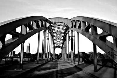 Bridge against sky in city in magdeburg in black and white 
