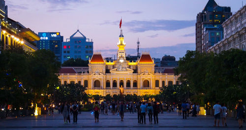 View of city at night