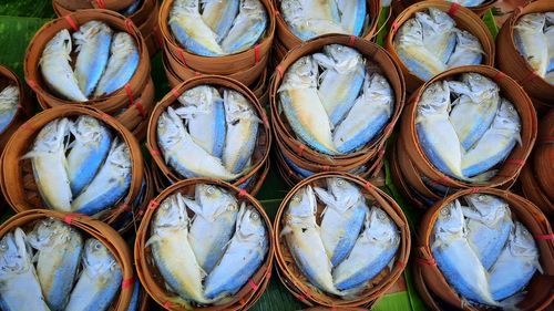 Full frame shot of fish for sale in market