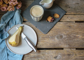 High angle view of food on cutting board