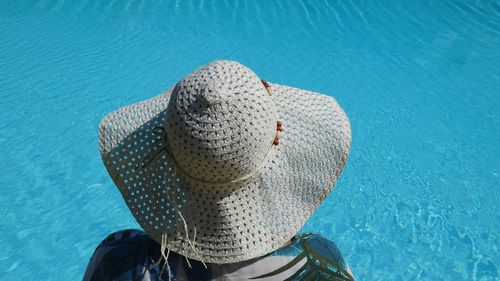 High angle view of woman in swimming pool