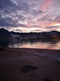 Scenic view of sea against sky at sunset