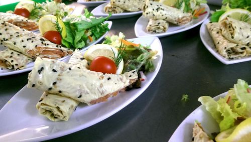 Close-up of food served in plate