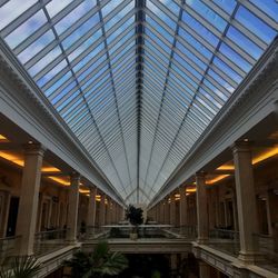 Low angle view of illuminated ceiling