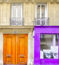 Closed door of building