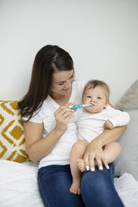 Mother and daughter at home