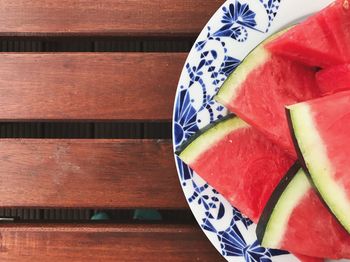 High angle view of fruits on table