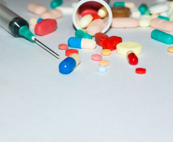 High angle view of multi colored pencils on table