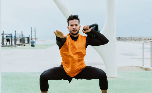 Portrait of man exercising outdoors