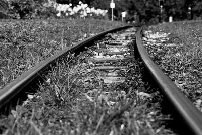 Close-up of railroad track