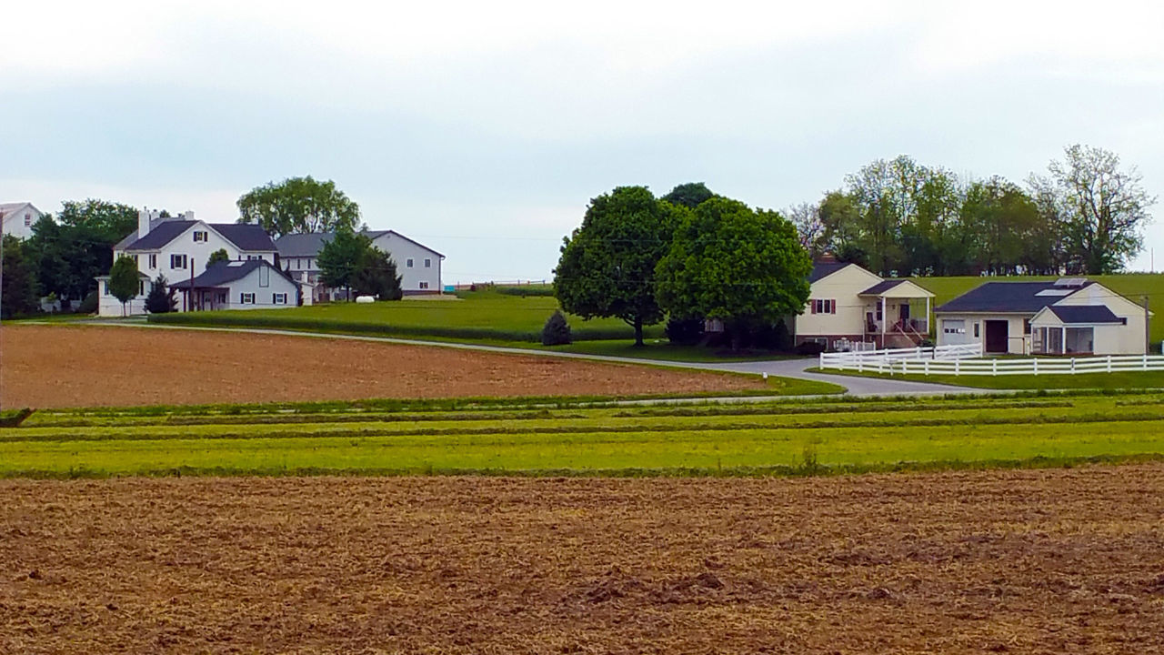 SCENIC VIEW OF FIELD AGAINST BUILDINGS