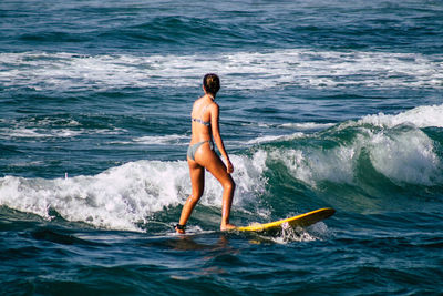 Rear view of man on sea shore