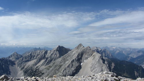 Panoramic view of mountains against sky