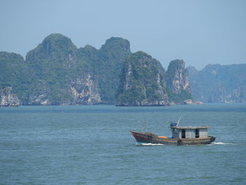 Scenic view of boats in sea