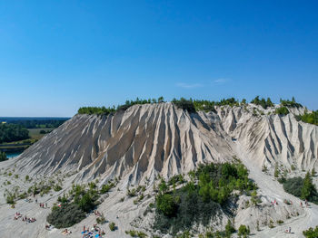 Scenic view of land against clear blue sky