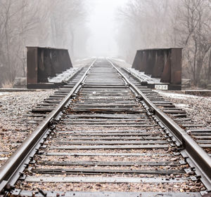 Railroad tracks during winter