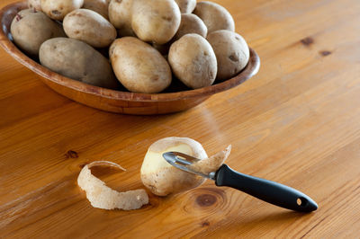 High angle view of bread on table