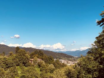 Scenic view of landscape against blue sky