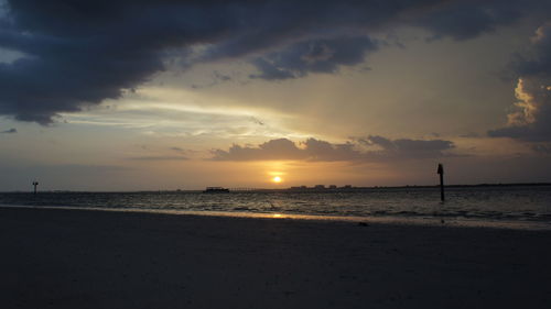 Scenic view of sea at sunset