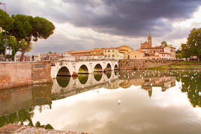 Bridge over river against sky
