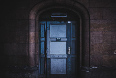 Closed door of building